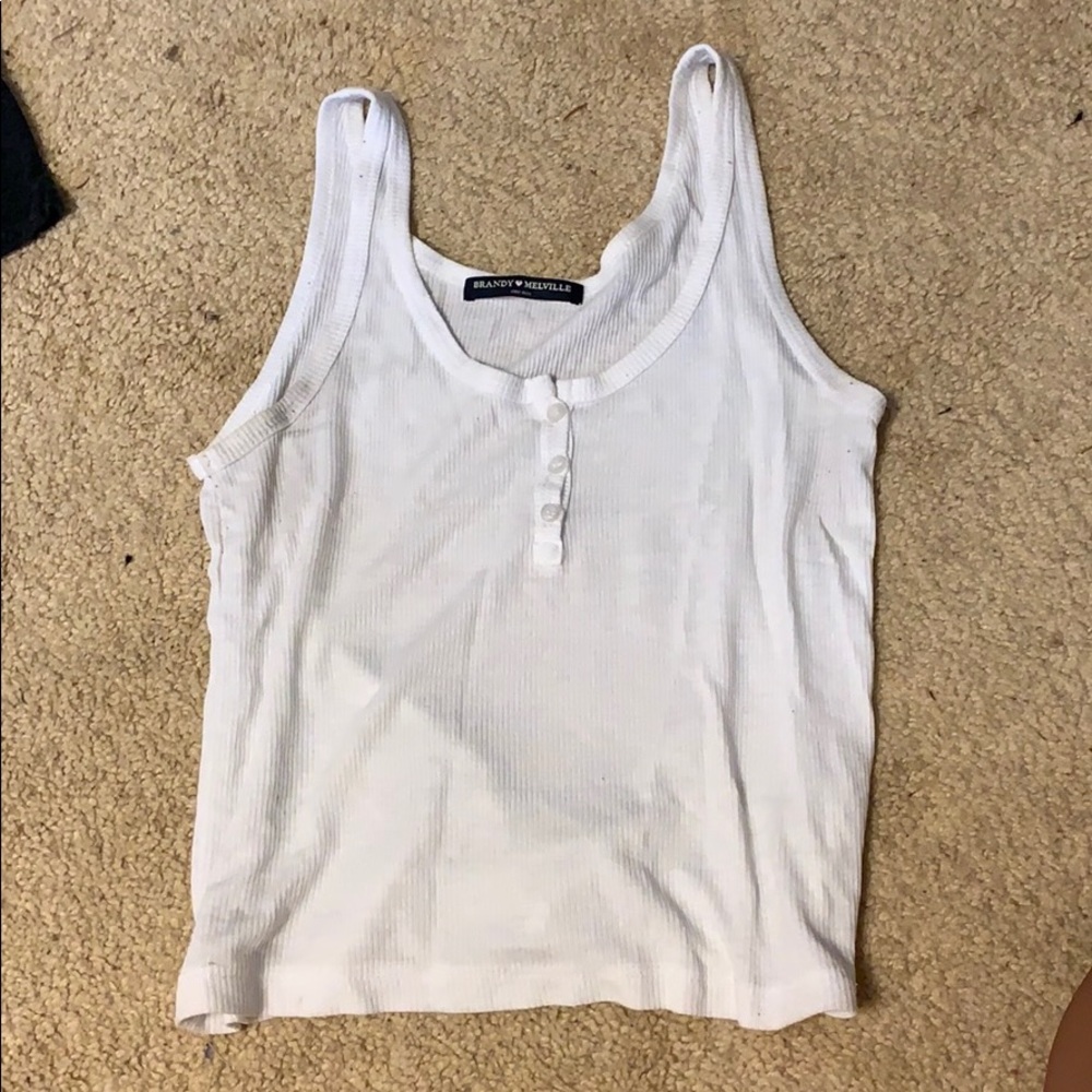 brandy melville white 3 button tank